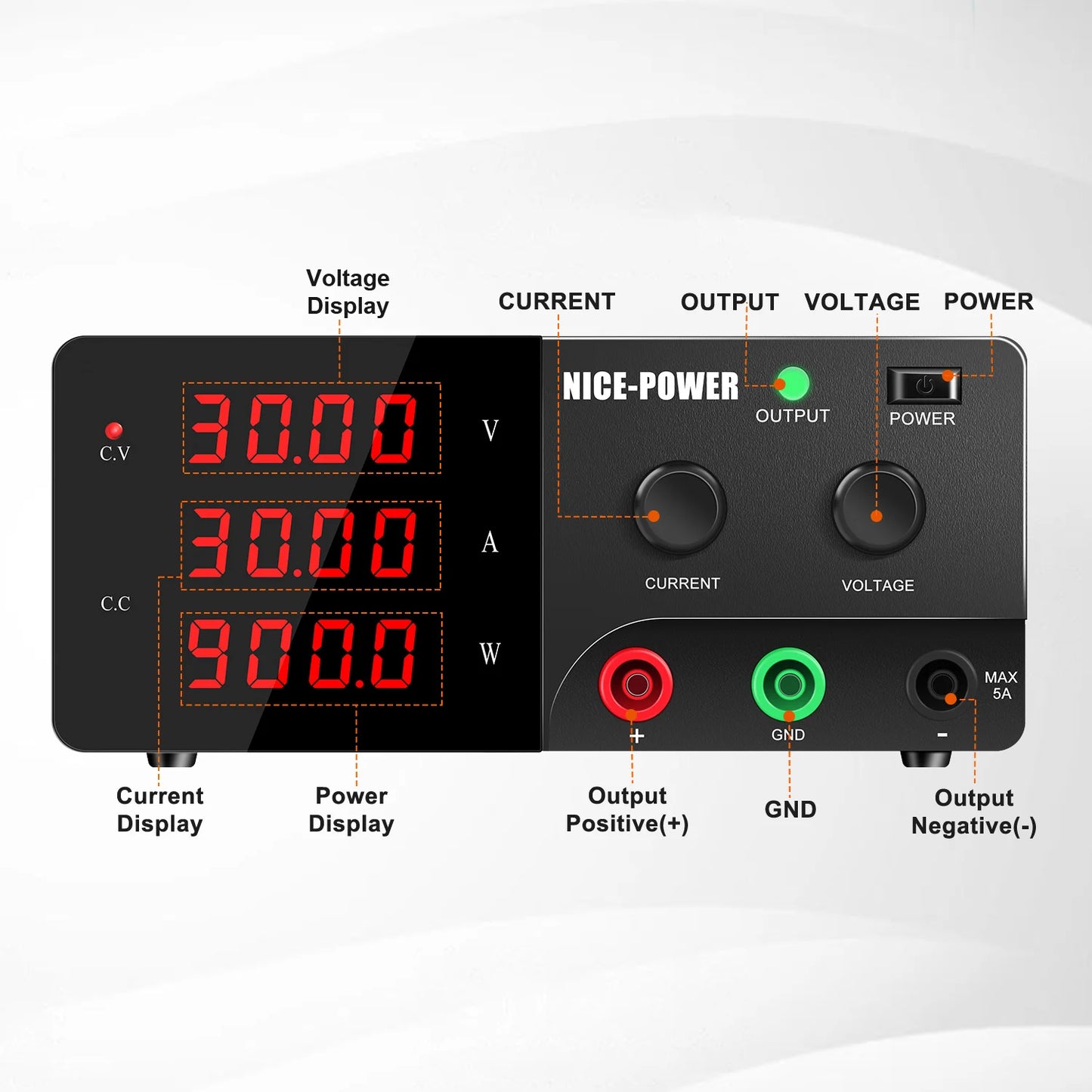 NICE-POWER 1200W 3000W DC Adjustable Power Supply Lab Bench Source 30V 60V 100V 200V 300V10A 30A 60A 80A 100A Voltage Regulator