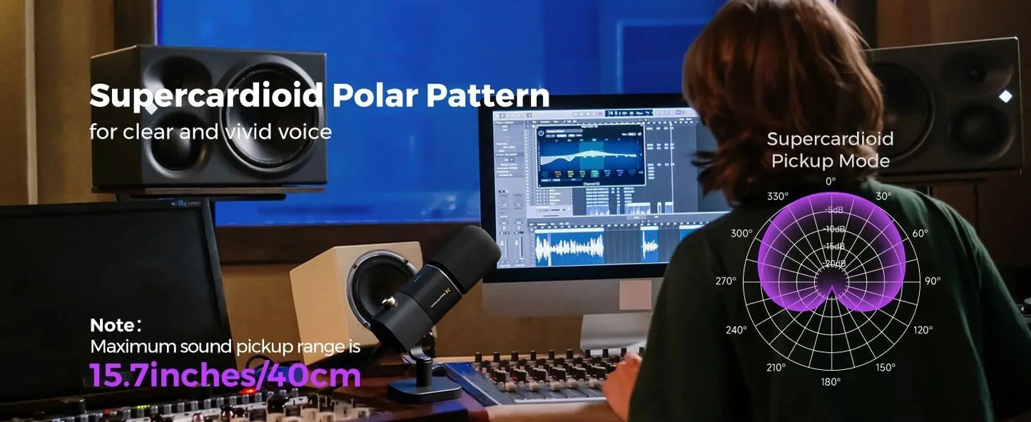 NearStream Condenser USB XLR Microphone Desktop Plug-and-Play Professional Mic pc for Gaming Streaming podcast studio Recording