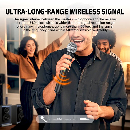 Professional 2 Channel UHF PG58 Wireless Microphone Dynamic Mic System with Rechargeable Receiver For Party Karaoke Show Meeting