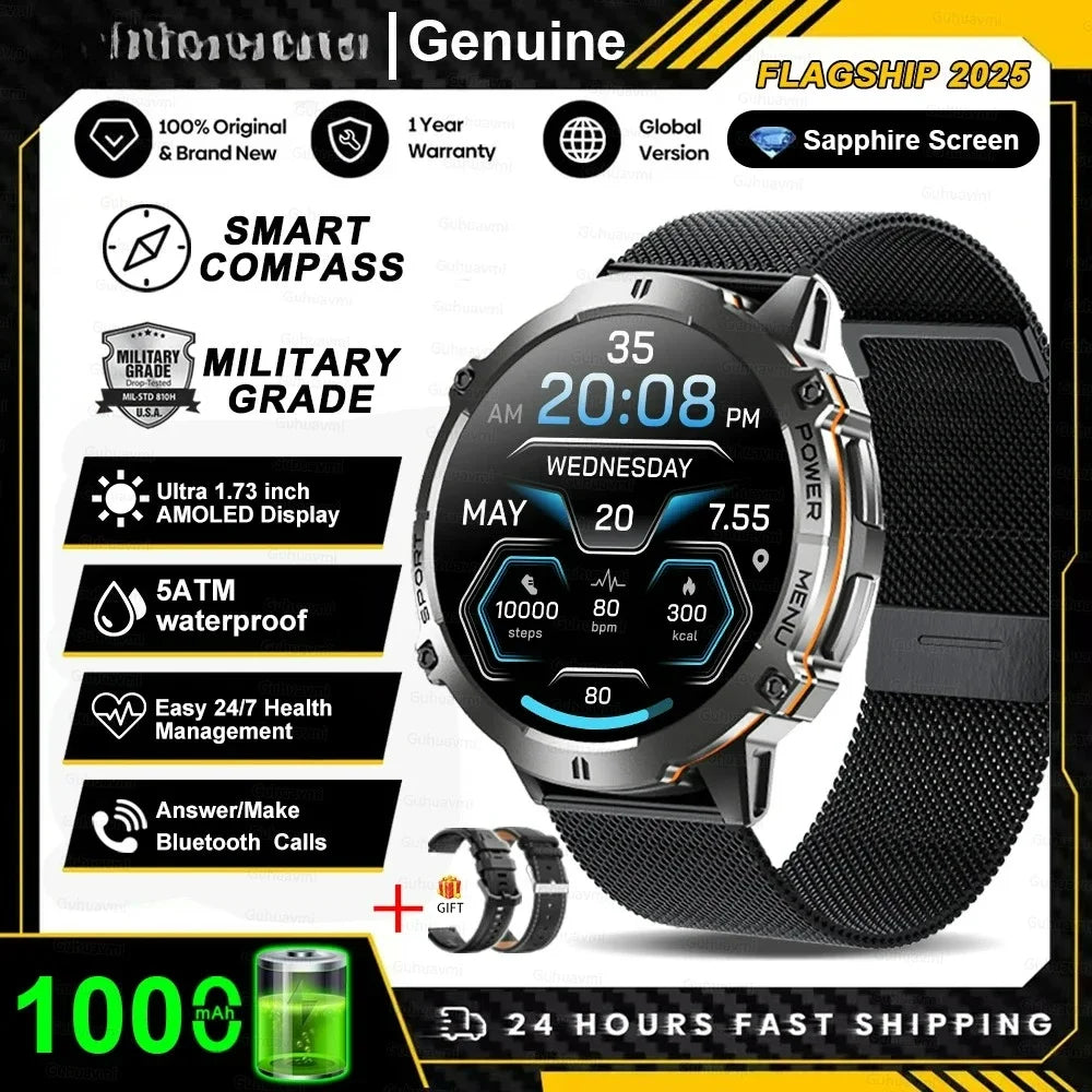 Xiaomi 2026 battery AMOLED screen Outdoor sports smartwatch men's watch compass 10ATM waterproof Bluetooth call smartwatch