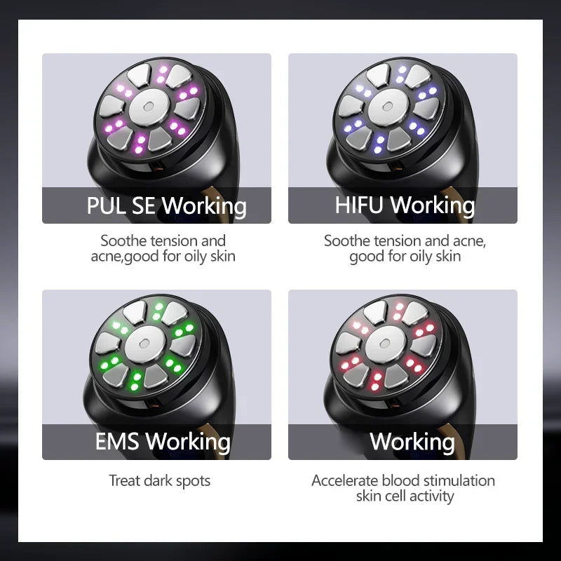 Newest 4 IN 1 Mini HIFU Machine 3nd Generation EMS Pulse Warm Up Facial Massager for Faces and Body Ultrasound Beauty Device