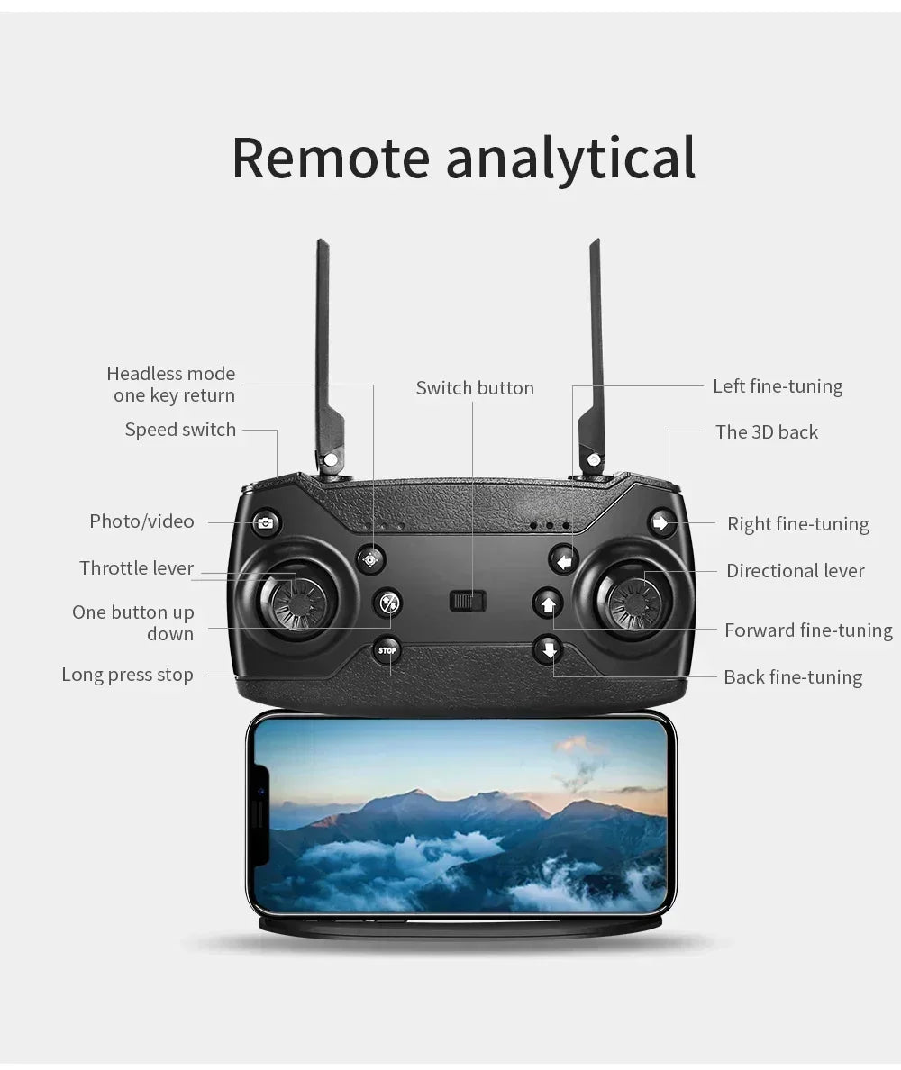 E88 Pro RC Drone WiFi FPV Height Hold Foldable Obstacle Avoidance 4K Wide-Angle HD Camera Quadrotor Helicopter Children's Toys