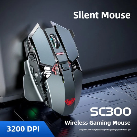 2025 New SC300 Wireless 2.4G Gaming Mouse RGB 3200dpi Rechargeable Silent Mechanical E-sports Mouse for Desktop Computer Laptop
