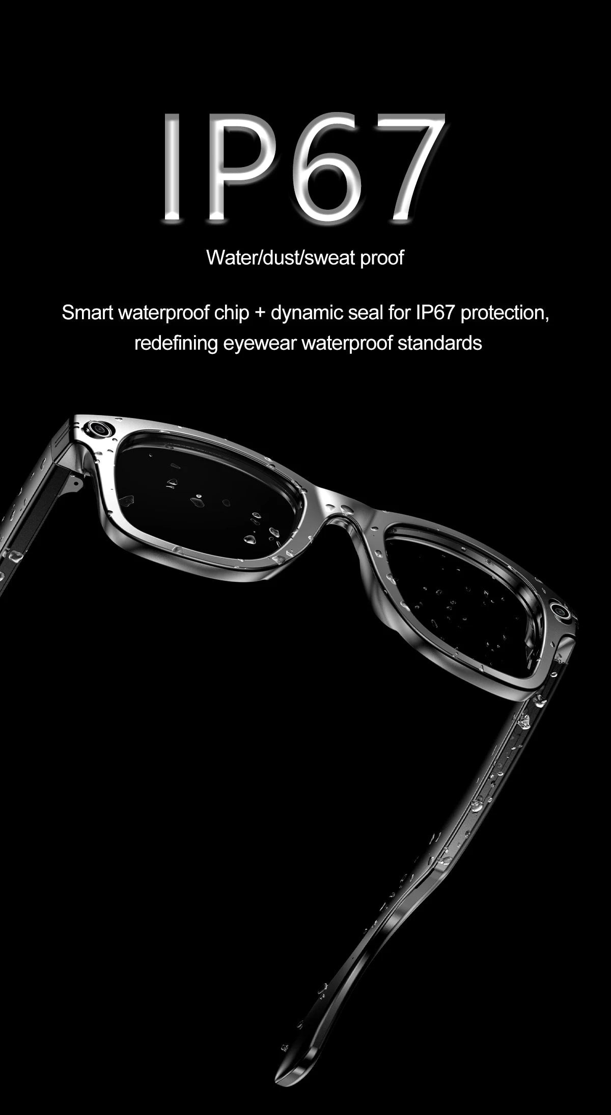 LIGE Smart Glasses 100W Pixel Camera Smart Glasses Camera Bluetooth Call Music Sunglasses AI Voice Assistant Video Sound Record