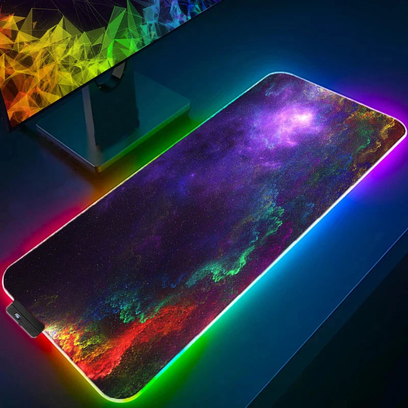 Cool Space Large RGB Mouse Pad Gaming XXL Mousepad LED Mause Pad Gamer Copy Mouse Carpet MausePad PC Desk Pad Mat with Backlit