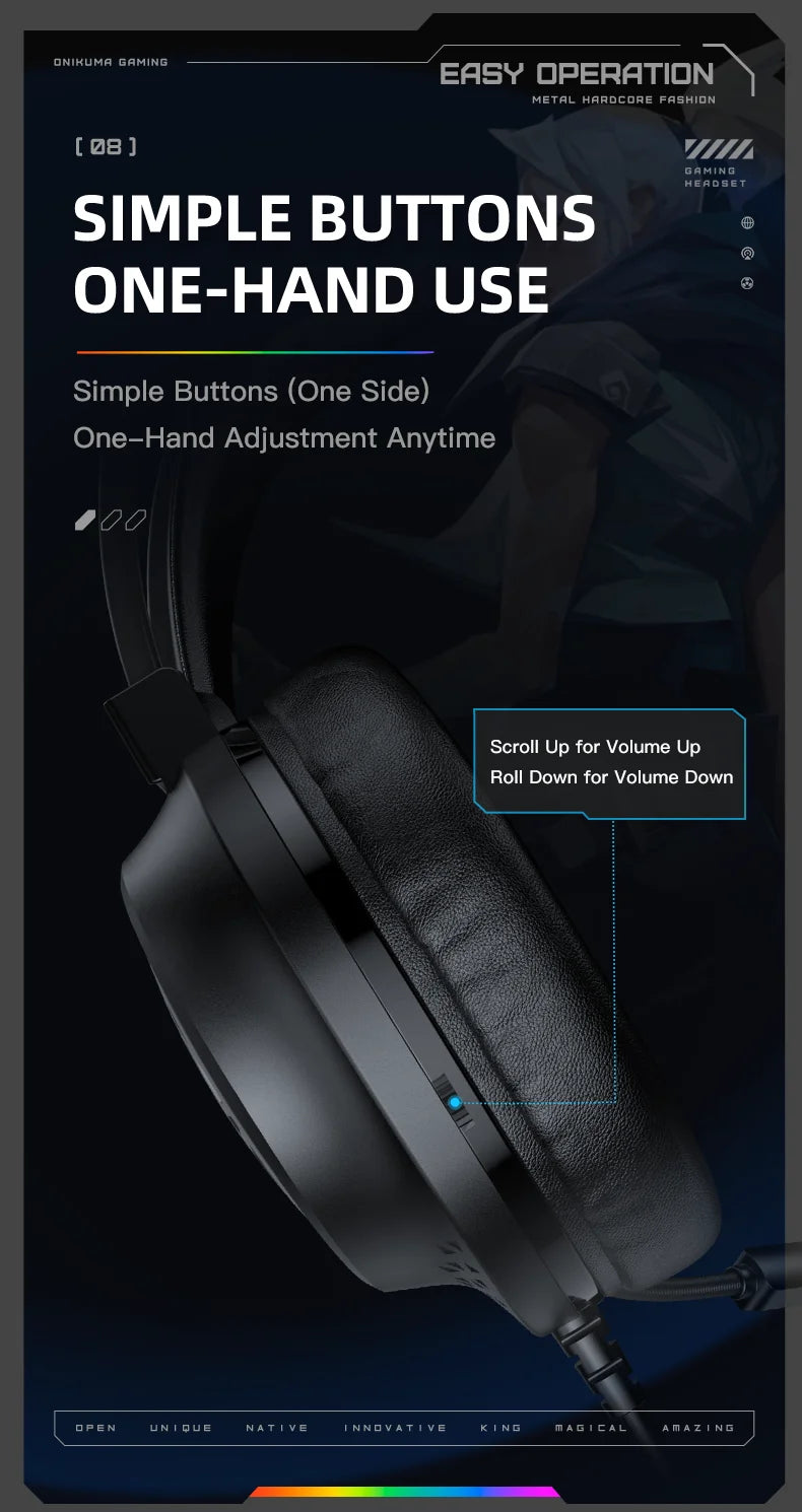 ONIKUMA X92 Gaming Headset Esports Package New FULL RGB Light Design Headphones with Mic Headphone for PC Gamer Game Accessories