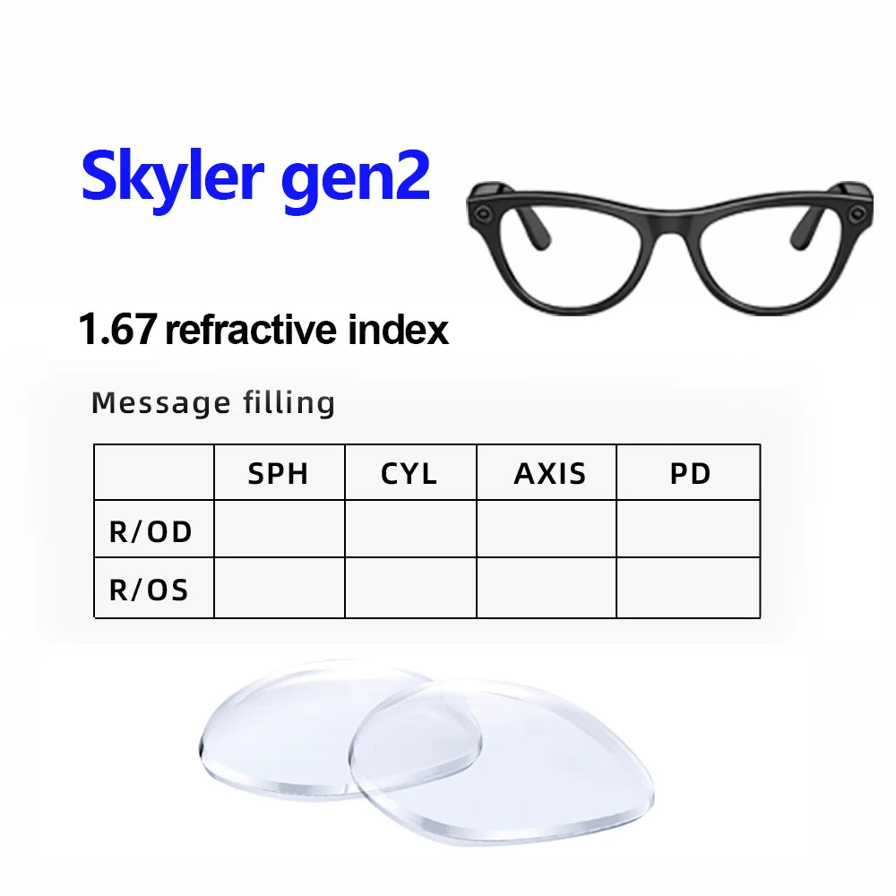 For Ray Ban Meta Wayfarer gen2 Smart Glasses Customized Prescription Myopia Lens Progressive Lens Accessories