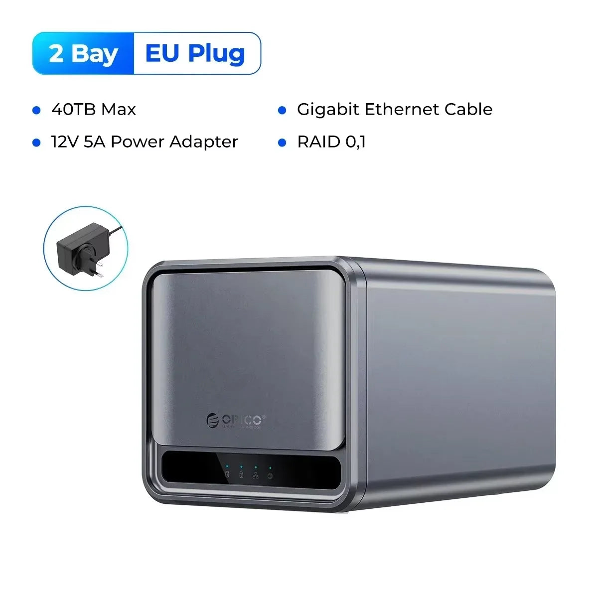 ORICO MetaCube Household Storage Type-C 3.5" HDD Case Dual-bay NAS with Automatic Backup Remote Access with Offline BT Download