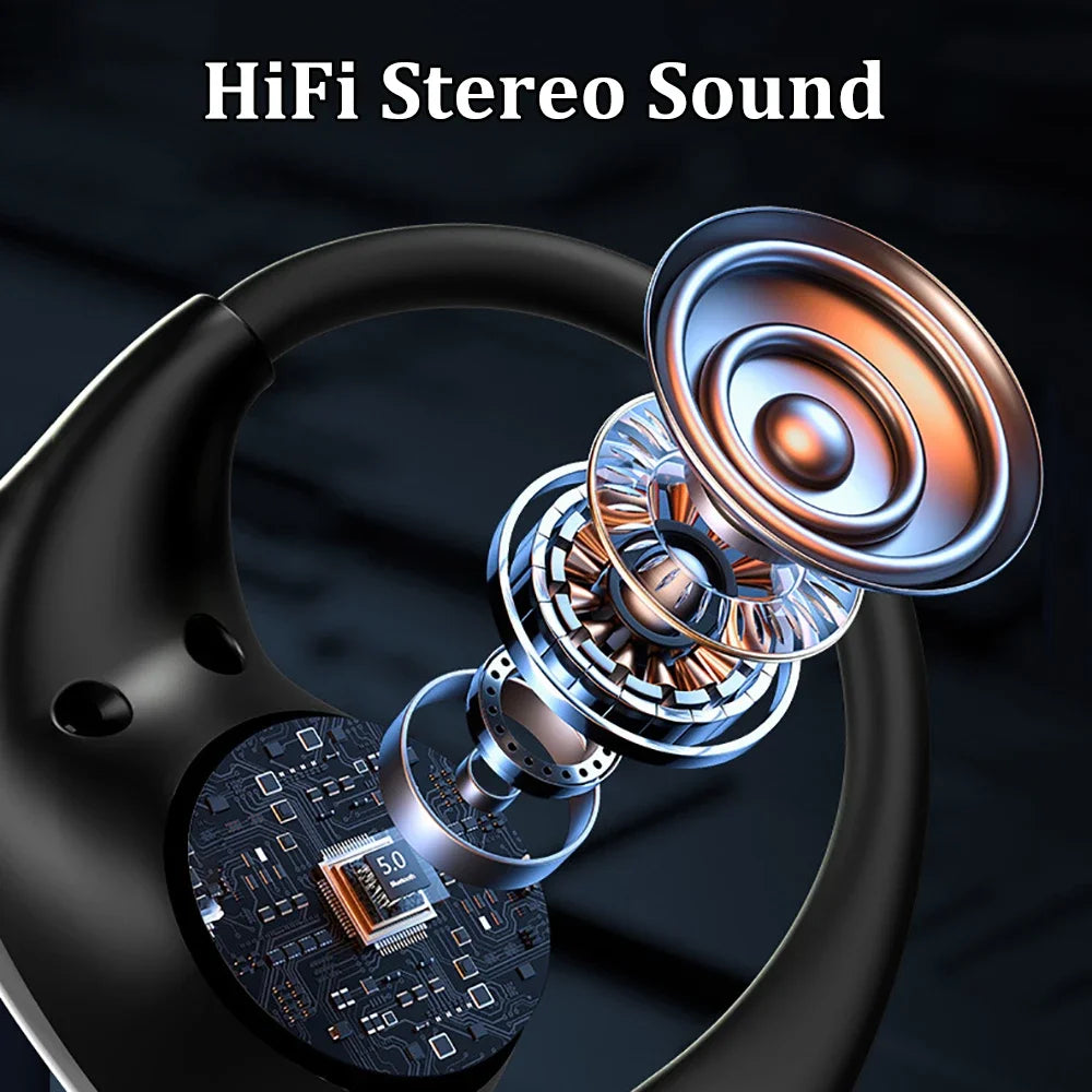 Bluetooth 5.4 Headphones Ear Hook Wireless Earphones HiFi Stereo Sports Gaming Headsets LED Touch Control Earbuds for Xiaomi