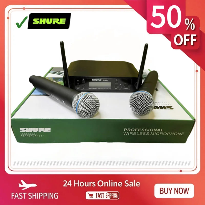 Shure GLXD4 Beta 58a UHF Wireless Microphone System Professional Handheld Dynamic Speaker for Stage Sing Voice Party