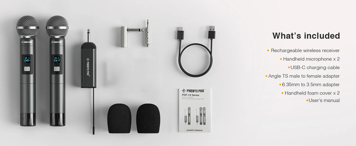 2 channel Digital Portable Wireless Microphone UHF Recording Karaoke Mic 900mhz Professional Handheld Mic Church PDP-2