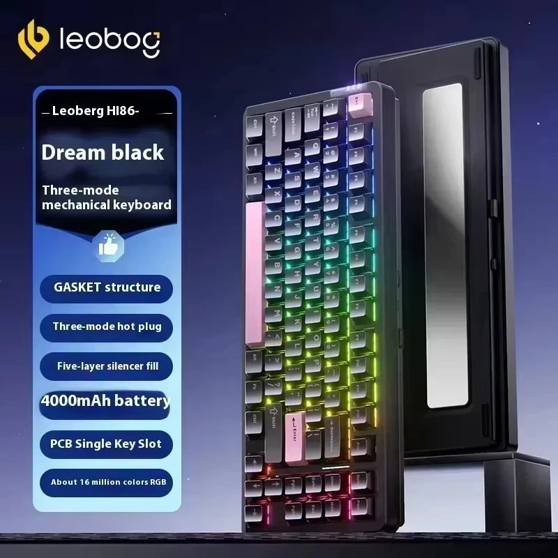 LEOBOG Hi86 Mechanical Keyboard Three-mode Aluminum Alloy Hot-Swap RGB Light Gasket Game Keyboard Customized Esports Accessories