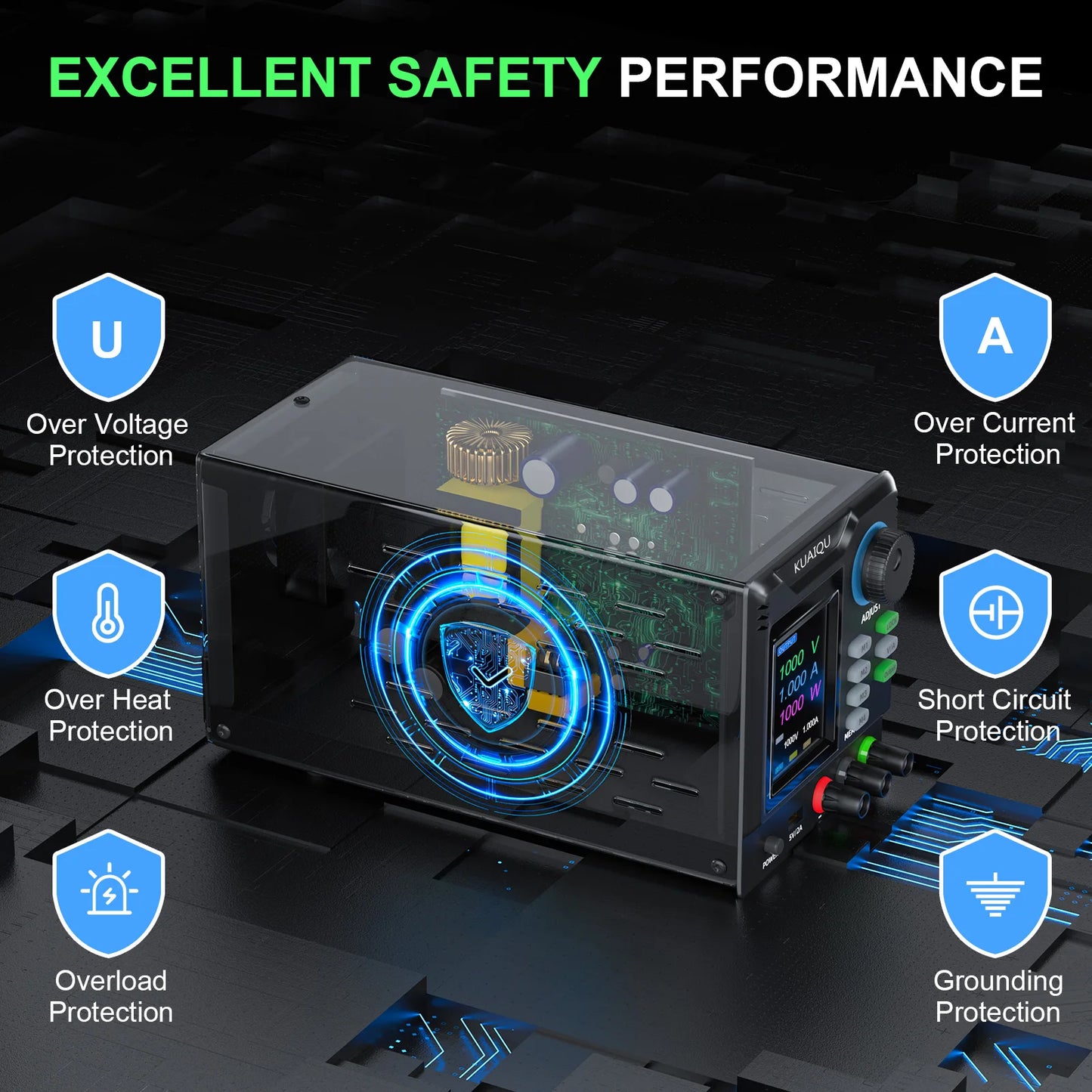 KUAIQU 1000V Adjustable DC Power Supply With RS232 Software Control Programmable Lab Bench Power Supply Voltage Regulator Switch