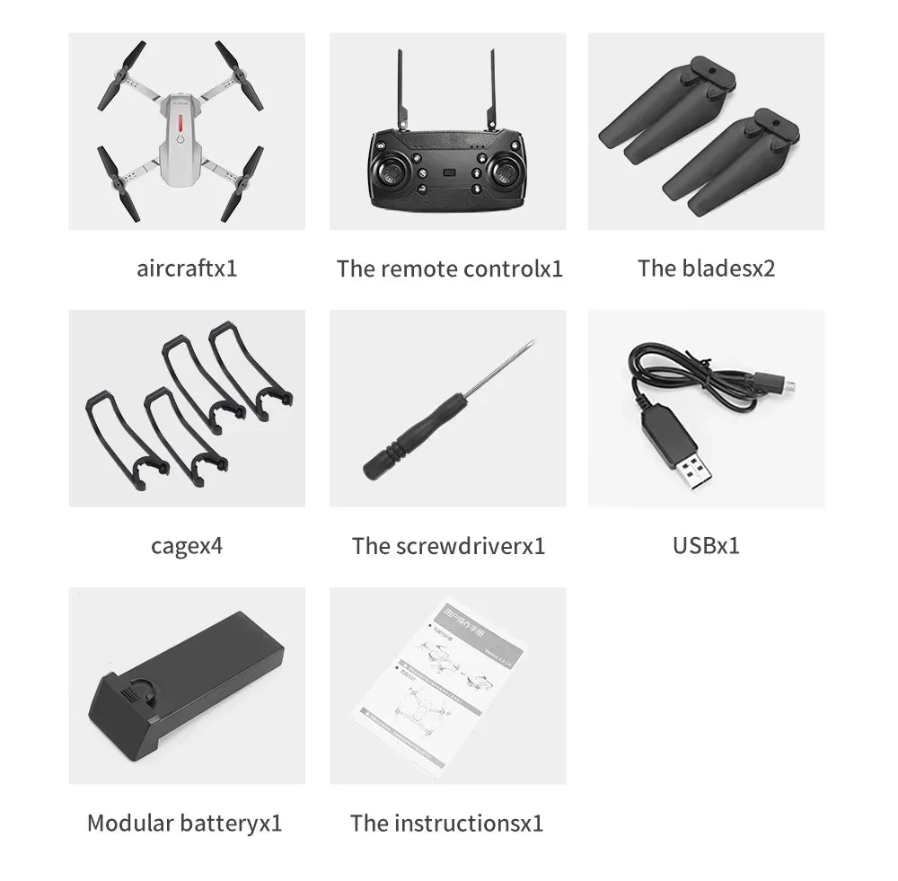 E88 Pro RC Drone WiFi FPV Height Hold Foldable Obstacle Avoidance 4K Wide-Angle HD Camera Quadrotor Helicopter Children's Toys