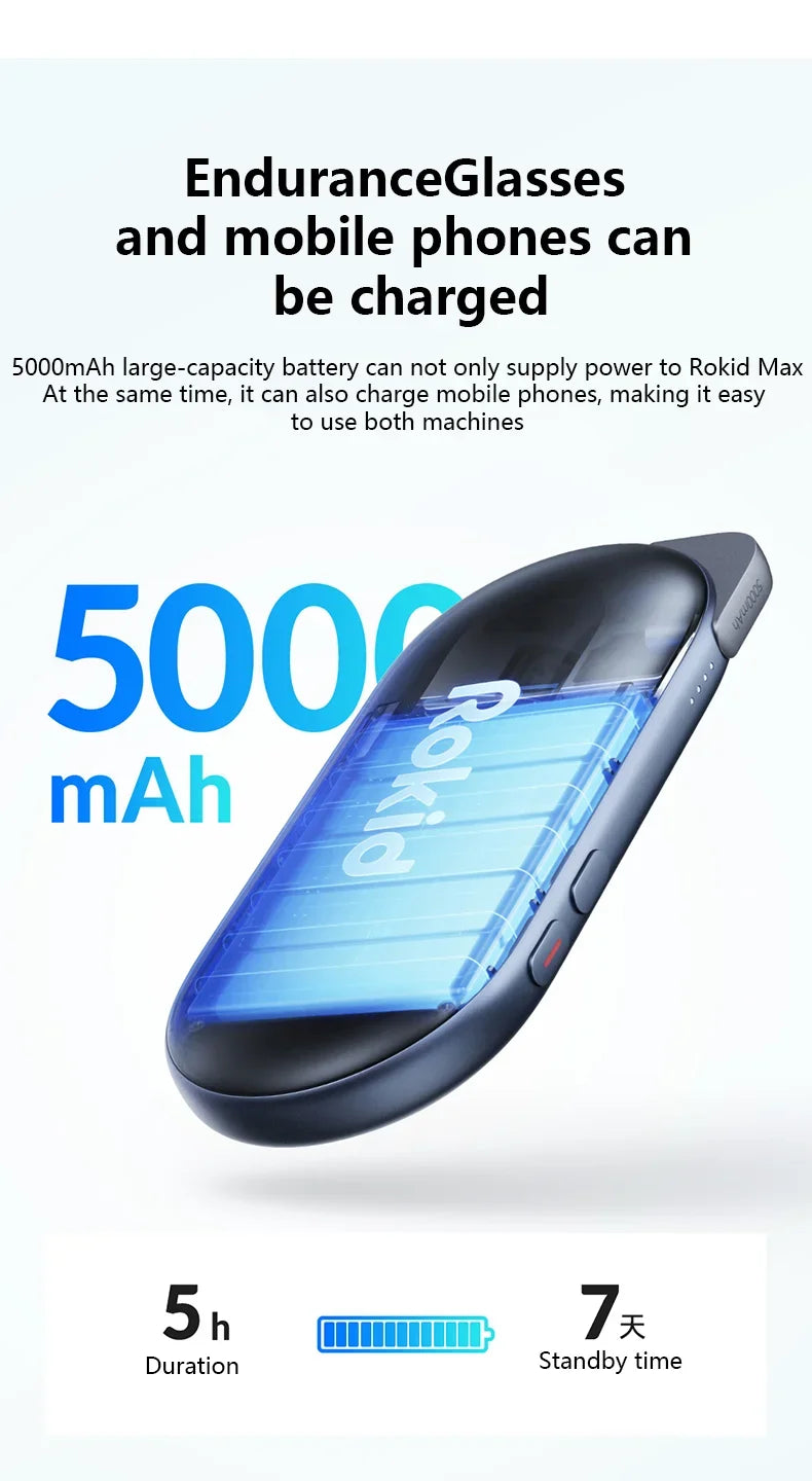 Rokid Max AR Smart Glasses Micro OLED 3D 215”Max Giant Screen Theater Viewing For Phones/Switch/PS5/Xbox/PC