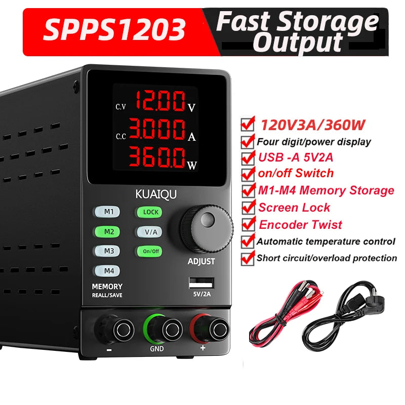 30V10A Programmable DC Power Supply Adjustable Bench Power Supply,M1-M4 Storage, Fast Output, Preset Voltage Current,60V 120V