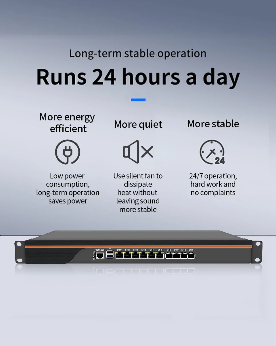 Firewall Hardware VPN Firewall Appliance 6 x LAN 4 x 10G SFP Intel C3758 C3958 1U Server OPNsense C3808 Mini PC VGA Windows11