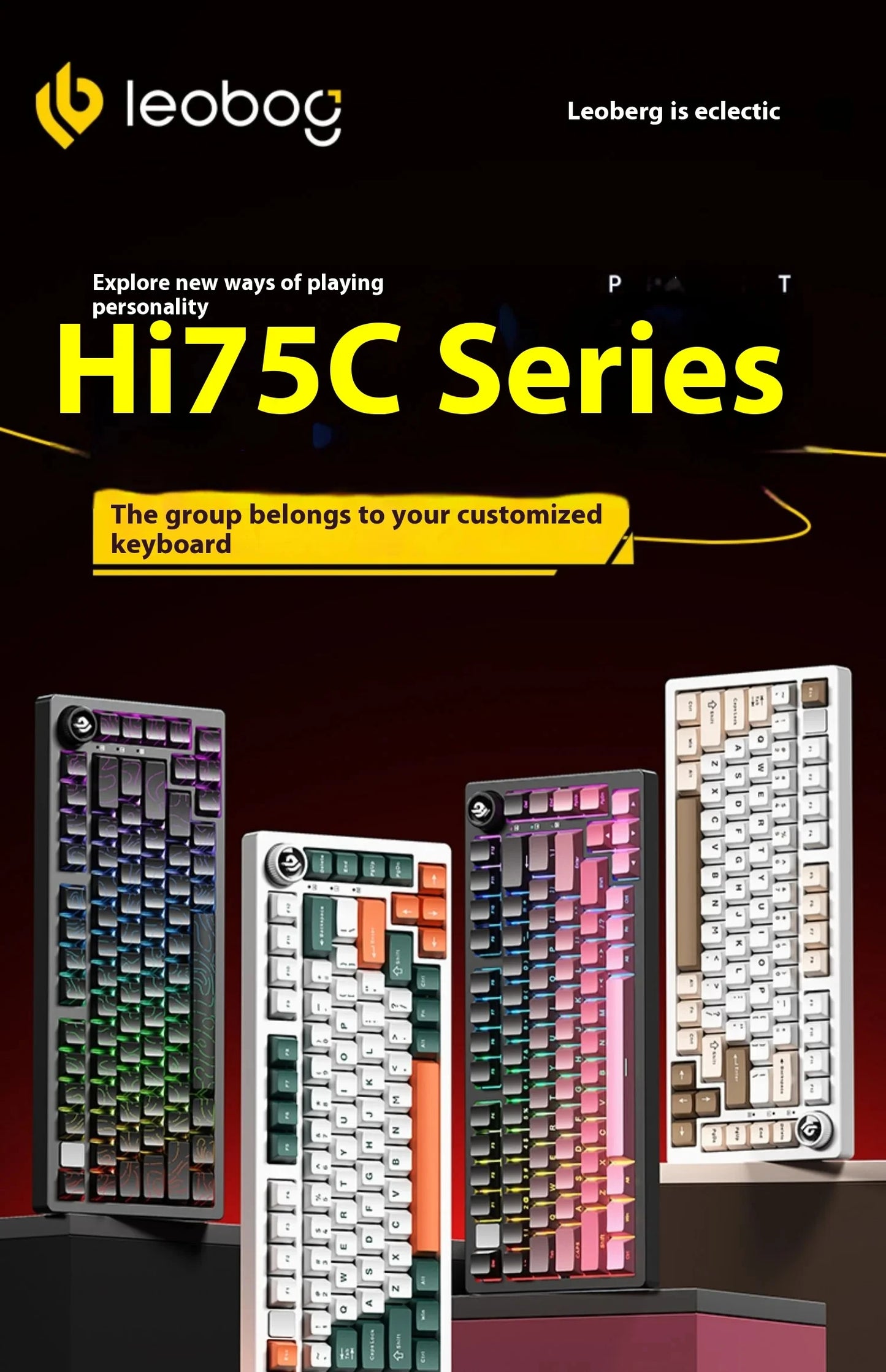 LEOBOG Hi75C Pro Hi75 Sugar65 Custom Mechanical Keyboard Aluminum Kits Hot Swap Wired Gaming Keyboard RGB Gamer Gasket Keyboard