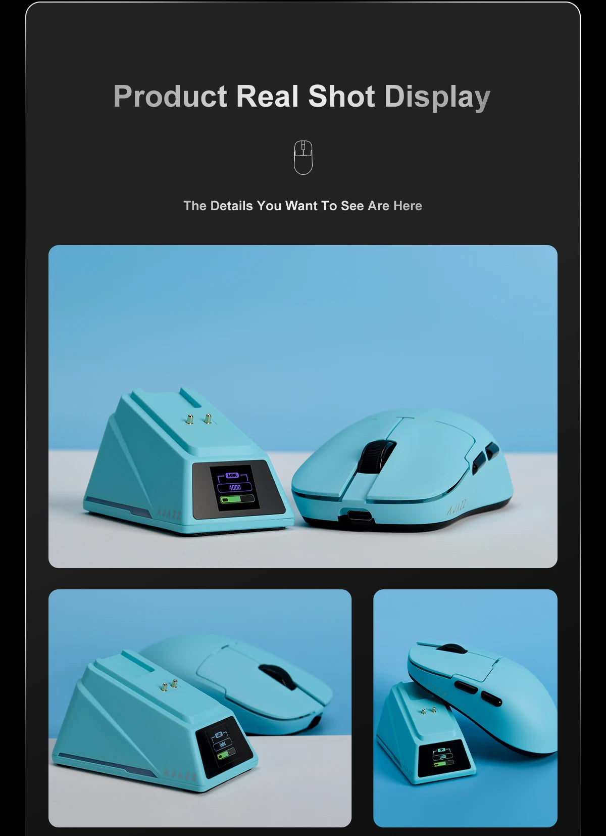 AJAZZ AJ159 APEX/AJ159PRO Wireless Gamer Mouse with RGB Magnetic Charging Base Lightweight  AJ159P Gaming Mouse for PC Laptop