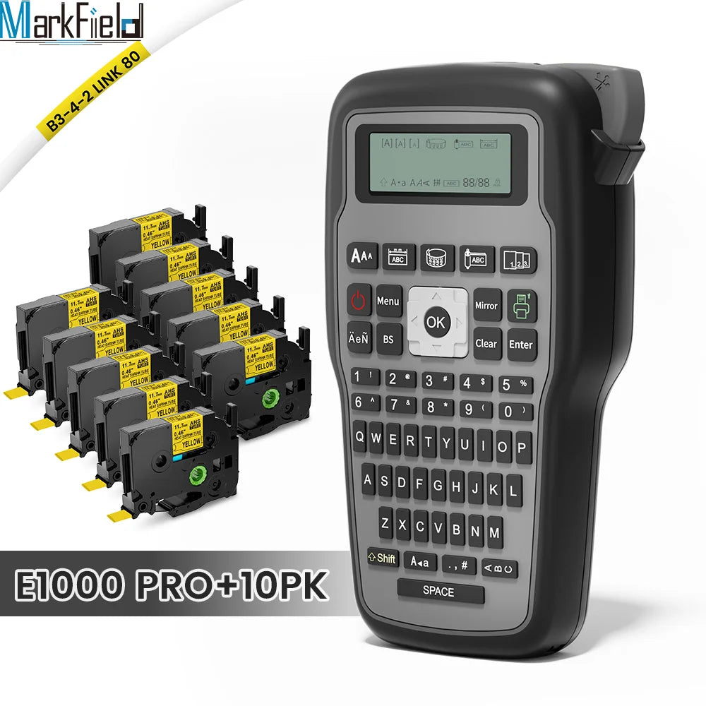 E1000 PRO Portable Label Printer 203dpi Compatible for Brother TZe231 HSE231 FX231 6-12mm Label Maker Machine Industrial Labeler