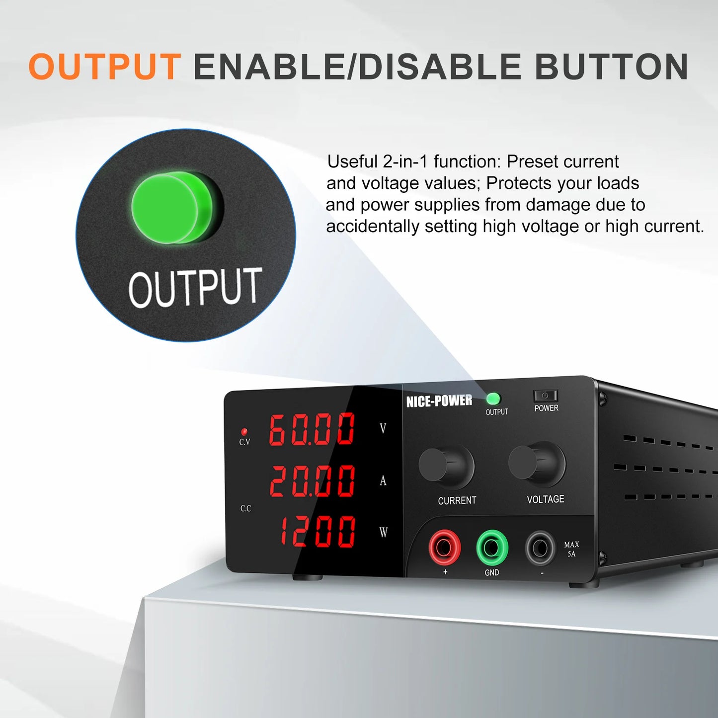 NICE-POWER 1200W 3000W DC Adjustable Power Supply Lab Bench Source 30V 60V 100V 200V 300V10A 30A 60A 80A 100A Voltage Regulator