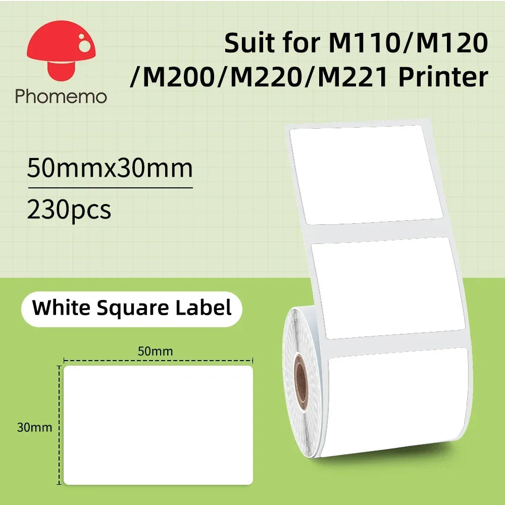 Phomemo M221 Label Printer Portable Thermal Maker Bluetooth Handheld Barcode QR Code Sticker Paper Rolls Labeller White 75mm Tag
