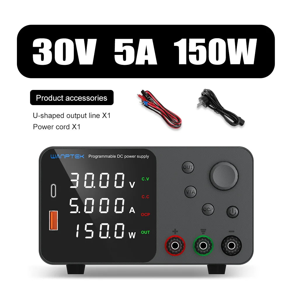 Wanptek DC Power Supply 30V 10A 5A Variable Bench Power Supply Adjustable Lab Power Supply 60V 5A 120V 3A  Voltage Regulator