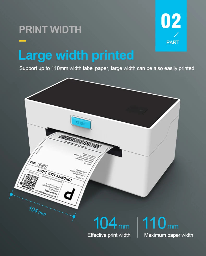 4inch Thermal Shipping Label Printer 9220USB/Bluetooth Compatible with Windows/Mac Barcode Label Printer 100*100/150mm