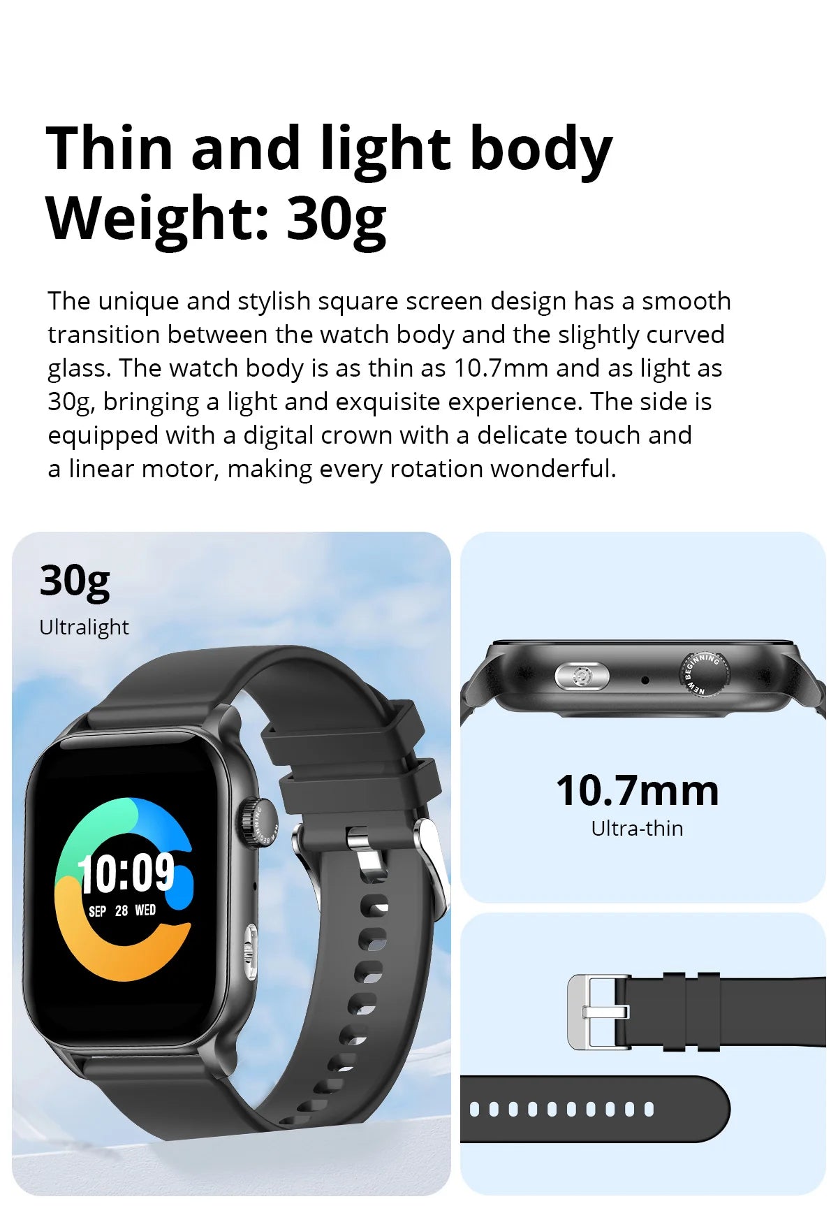 COLMI P78 AMOLED Smartwatch 1.95'' Display with Flashlight & Voice Calling 100+ Sports Mode Health Monitor Men Women Smart Watch