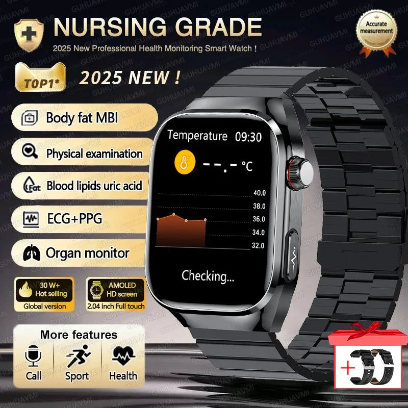 Xiaomi 2025 New Three highs Blood Pressure Smartwatch ECG Uric Acid Heart Rate Clock Body Analysis Health Monitoring Watches