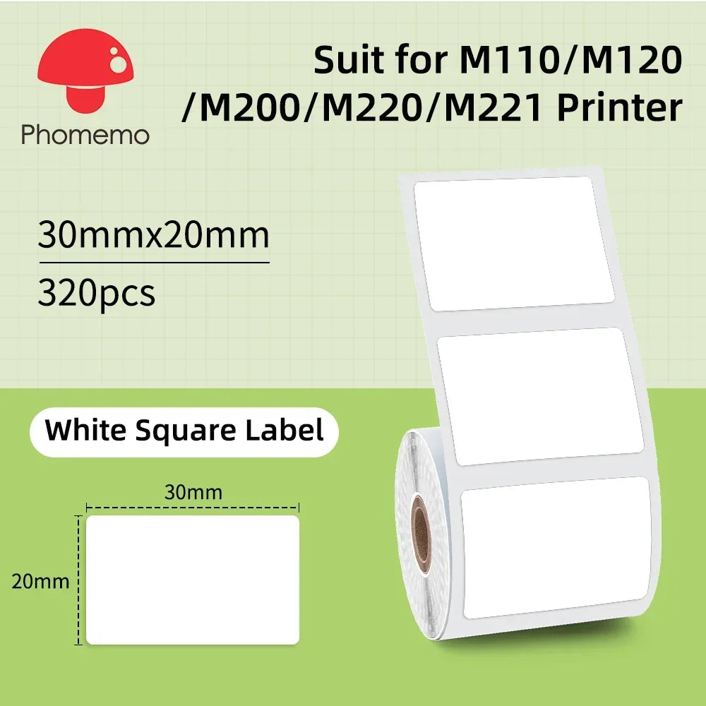Phomemo M221 Label Printer Portable Thermal Maker Bluetooth Handheld Barcode QR Code Sticker Paper Rolls Labeller White 75mm Tag