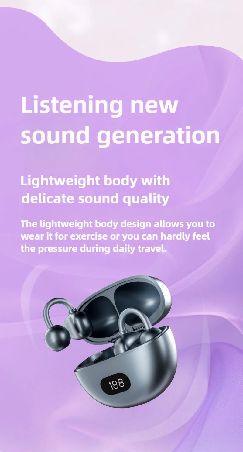 Open Ear Wireless Earphones 144 language Real Time Translator Ear Clip Earbuds Bluetooth Clip On OWS Sports Headphones HD Call