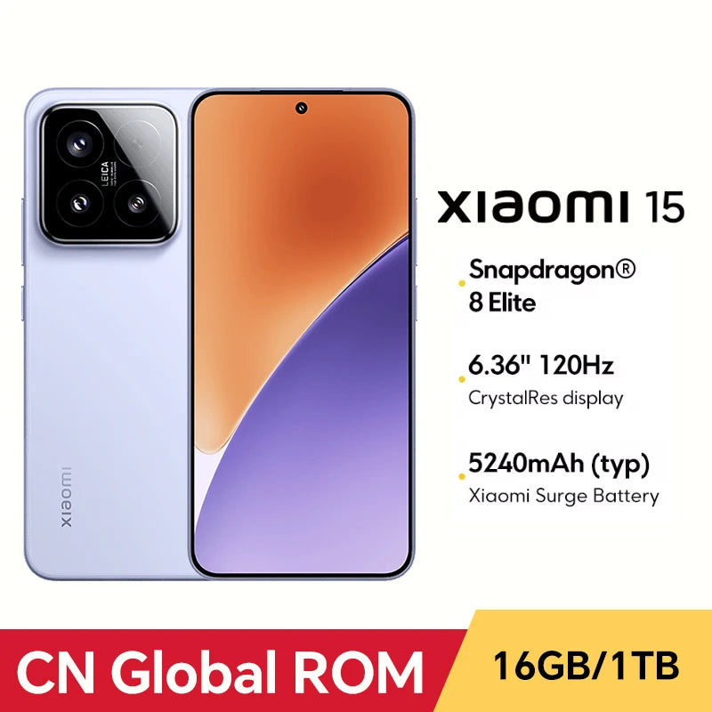 CN Global ROM Xiaomi 15 256GB/512GB Snapdragon 8 Elite 6.36”1.5k OLED Screen 5400mAh Battery 90W Wired Charge 50MP+32MP Camera