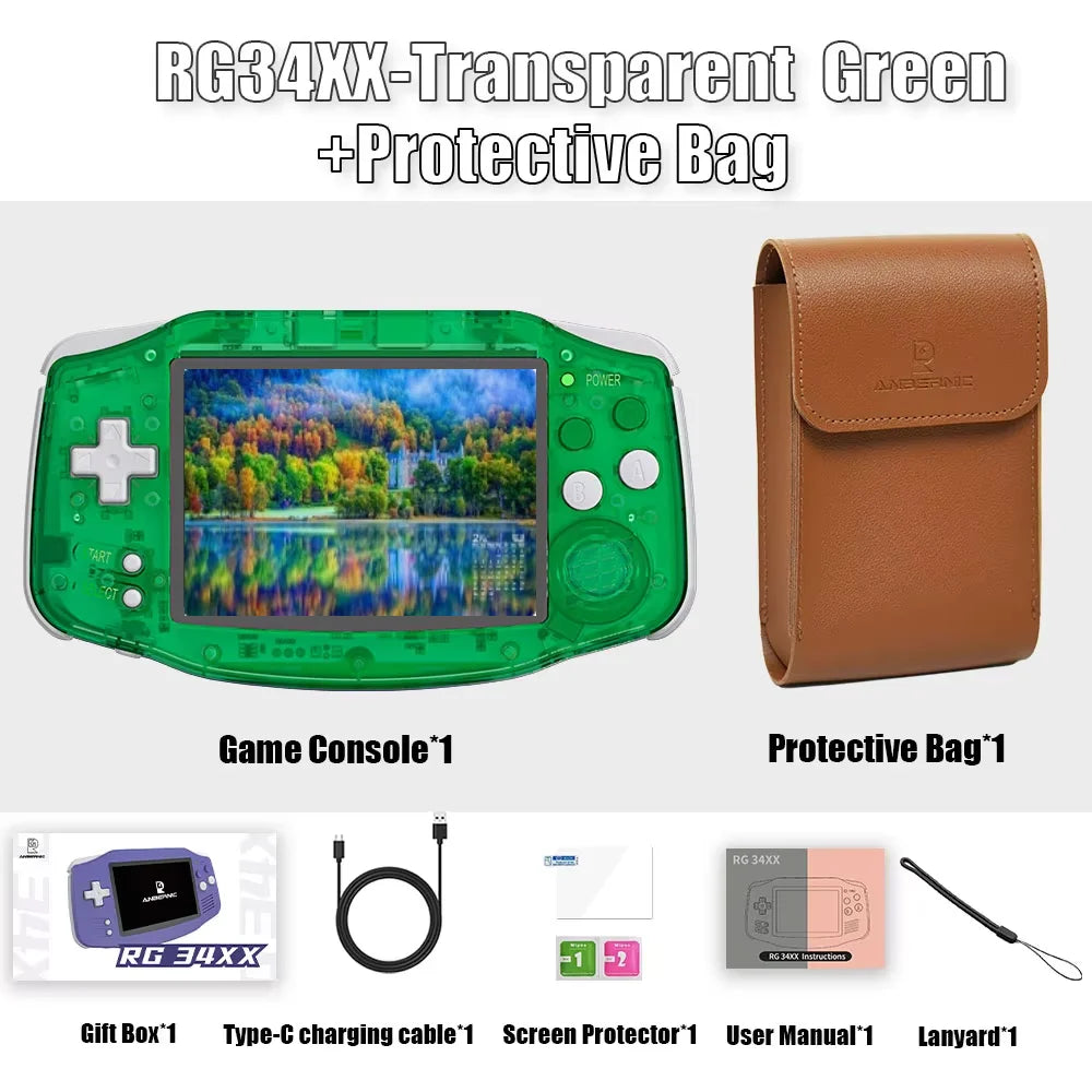 ANBERNIC RG34XX Handheld Game Console 3.4inch IPS Screen Linux 64-bit System RG 34XX 32G Retro Video Game Players WiFi PSP Gift