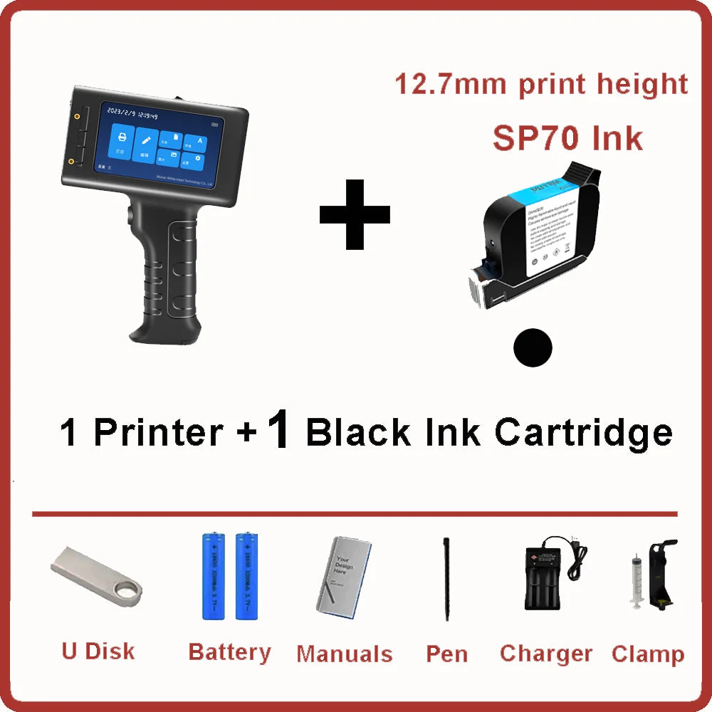 Willita 12.7mm Label Printer Handheld Inkjet Printer QR Bar Batch Code Date Number Logo Expiry Date Coding Machine For Glass