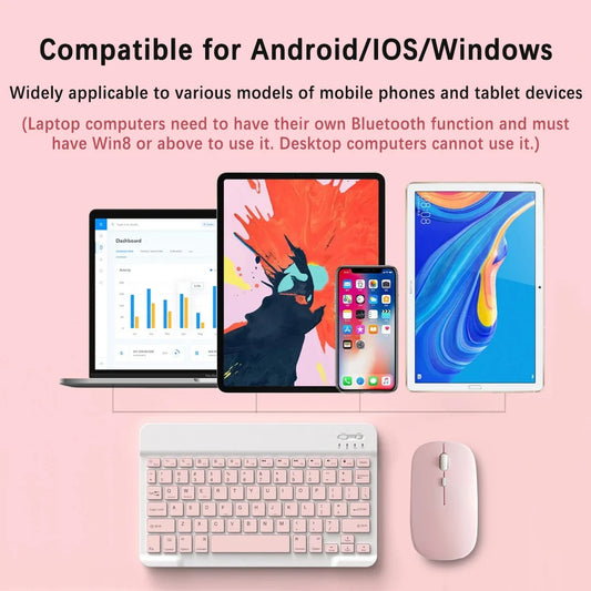 Bluetooth Keyboard Mouse For iPad Mac Android Phone Tablet Slim Office Mini Wireless Keyboard For Android IOS Windows Laptop