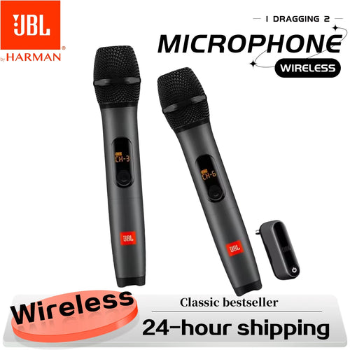 100% Original JBL One to Two Wireless Microphone Microphone Microphone UHF Dual Channel Transmitter Home KTV Stage DJ