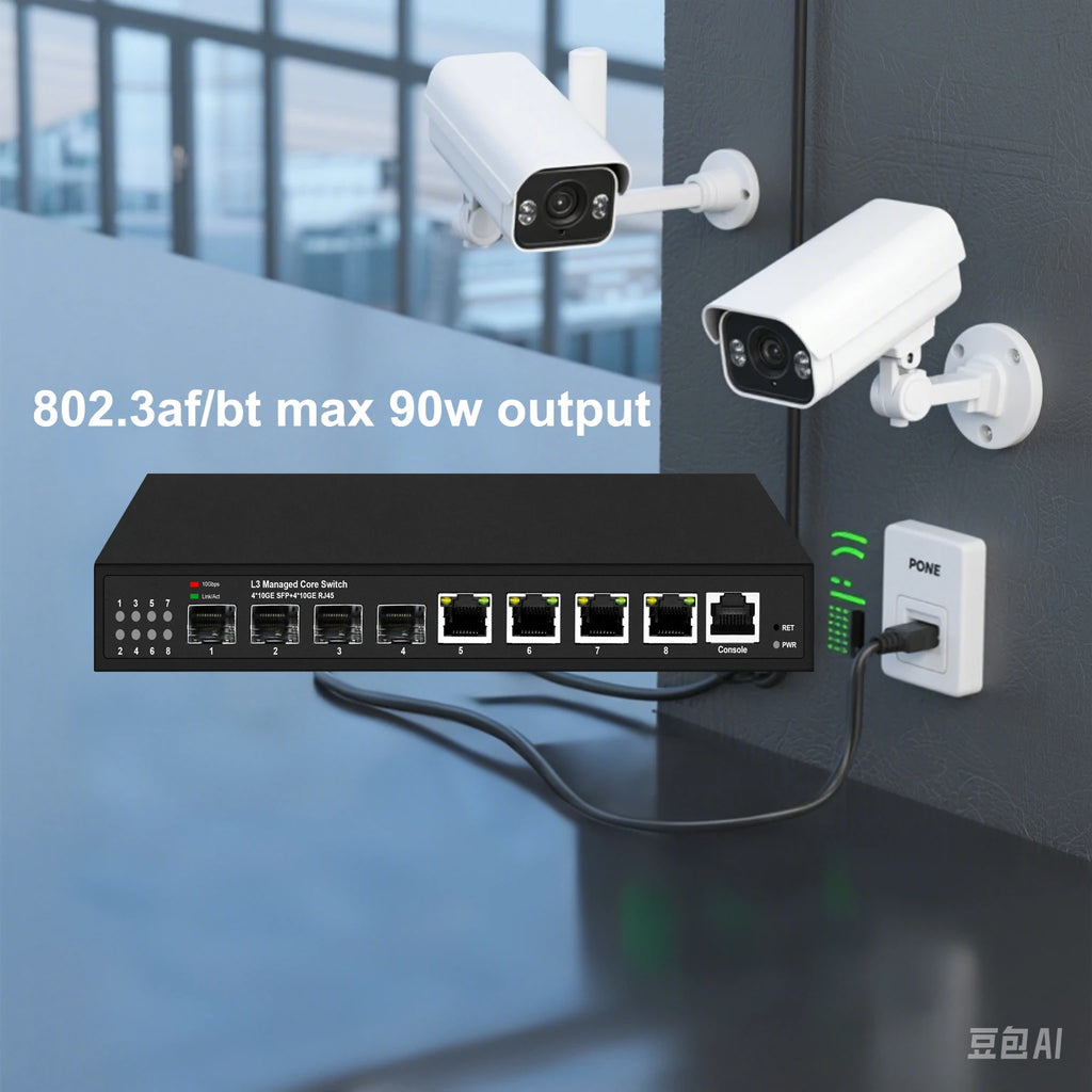 L3 managed Full 10Gbps 8 Ports Network Switch 4*RJ45 and 4*SFP+