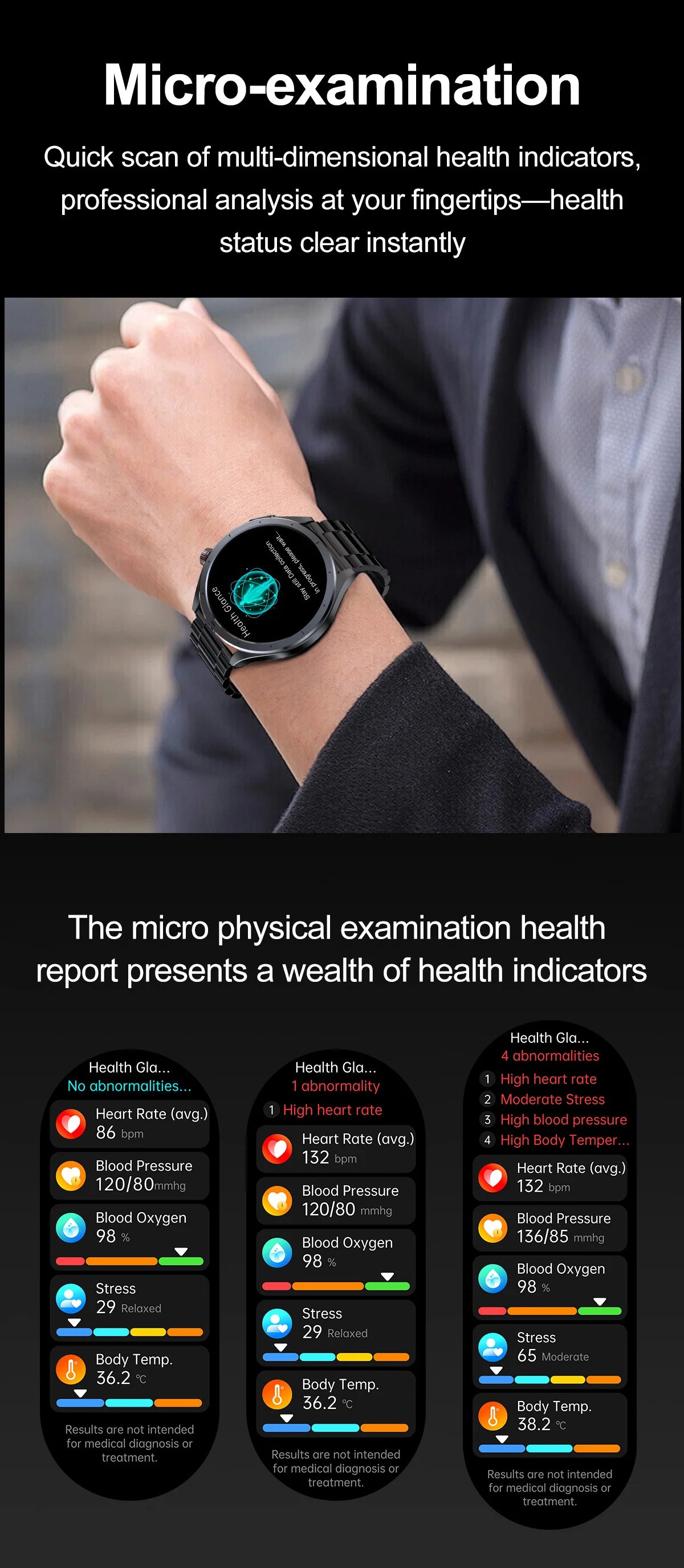 2025 New Body Fat Analysis Health Smart Watch ECG+PPG Uric Acid Blood Pressure Blood Oxygen Clock Call Smart Watch For Men Women