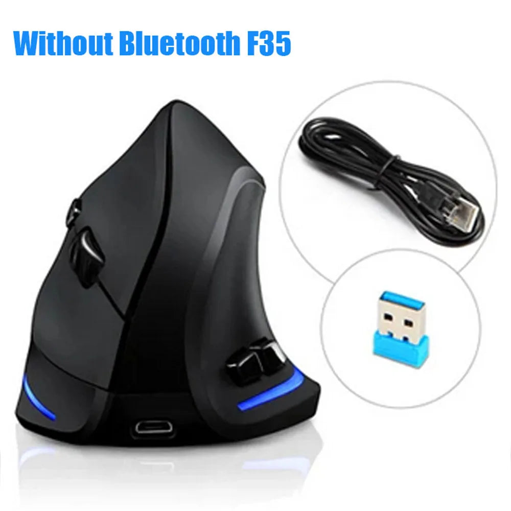 Lefon F35 Wireless Mouse Vertical Rechargeable Ergonomic Mouse 2400 DPI Optical Gaming Mice for Gamer Computer Laptop PC Mac IOS