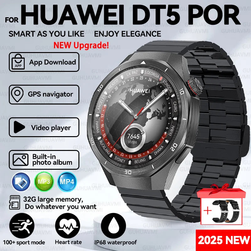For HUAWEI GT 5 Pro 2025 New SmartWatches 32Gb Memory MP3&MP4 APP Download AGPS Navigation map Bluetooth call NFC SmartBracelet