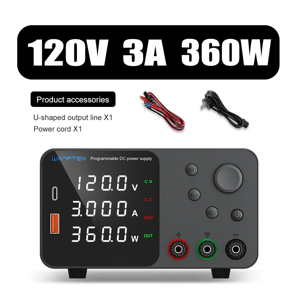 Wanptek DC Power Supply 30V 10A 5A Variable Bench Power Supply Adjustable Lab Power Supply 60V 5A 120V 3A  Voltage Regulator