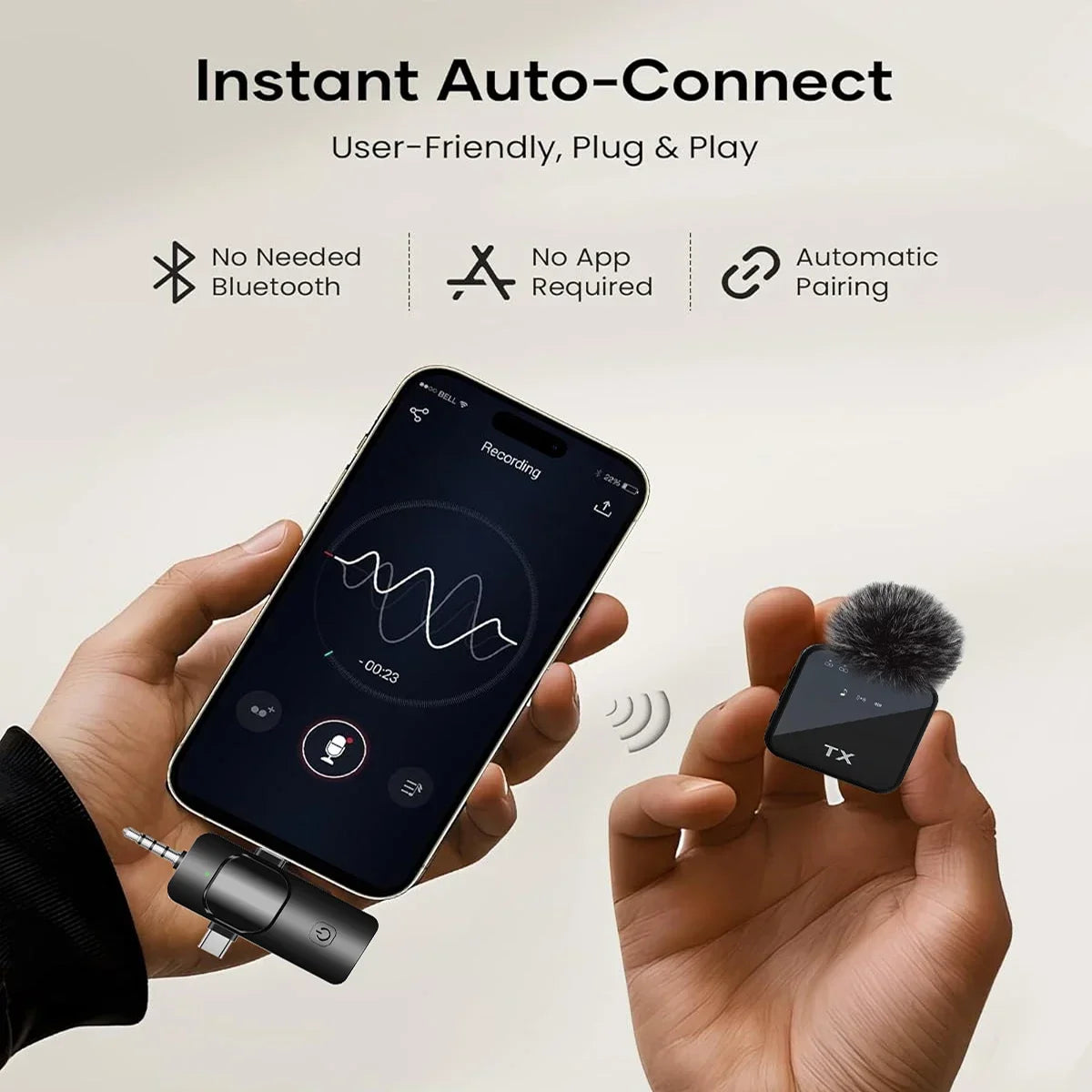 Wireless Lavalier Microphone for Camera,iPhone,Android,Microphone Reverb Sound Video Recording Podcast Noise Reduction Clip mic