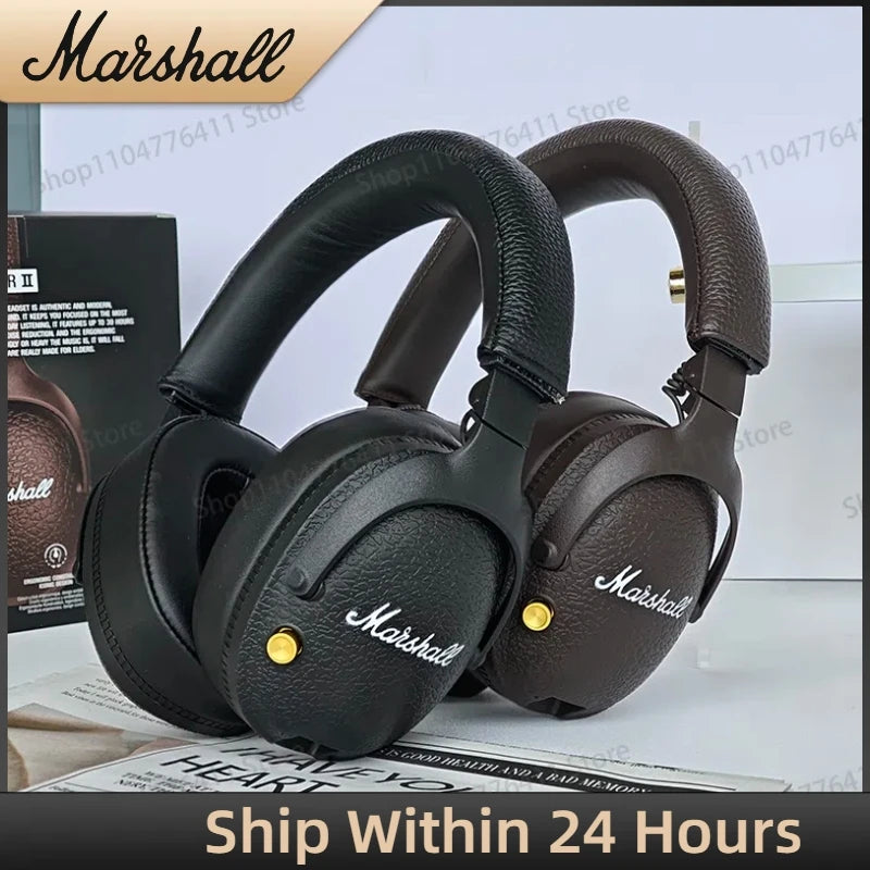 New MARSHALL MONITOR II Wireless Bluetooth Foldable Headphones Bass Active Noise Reduction Earphones Retro Music Gaming  Headset