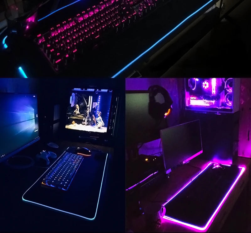 Cool Space Large RGB Mouse Pad Gaming XXL Mousepad LED Mause Pad Gamer Copy Mouse Carpet MausePad PC Desk Pad Mat with Backlit