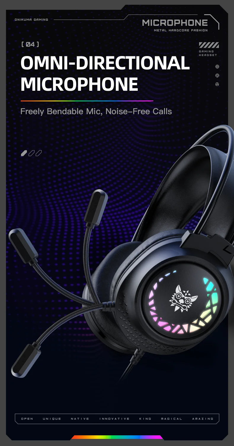 ONIKUMA X92 Gaming Headset Esports Package New FULL RGB Light Design Headphones with Mic Headphone for PC Gamer Game Accessories