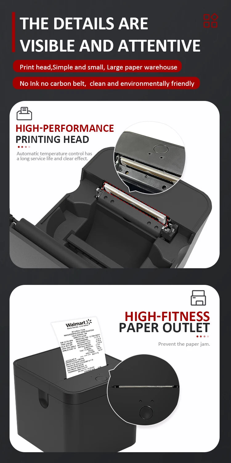 HZTZ 58mm Thermal Receipt Printer for Android iOS Windows system can be connected to cash registers Suitable for catering, super