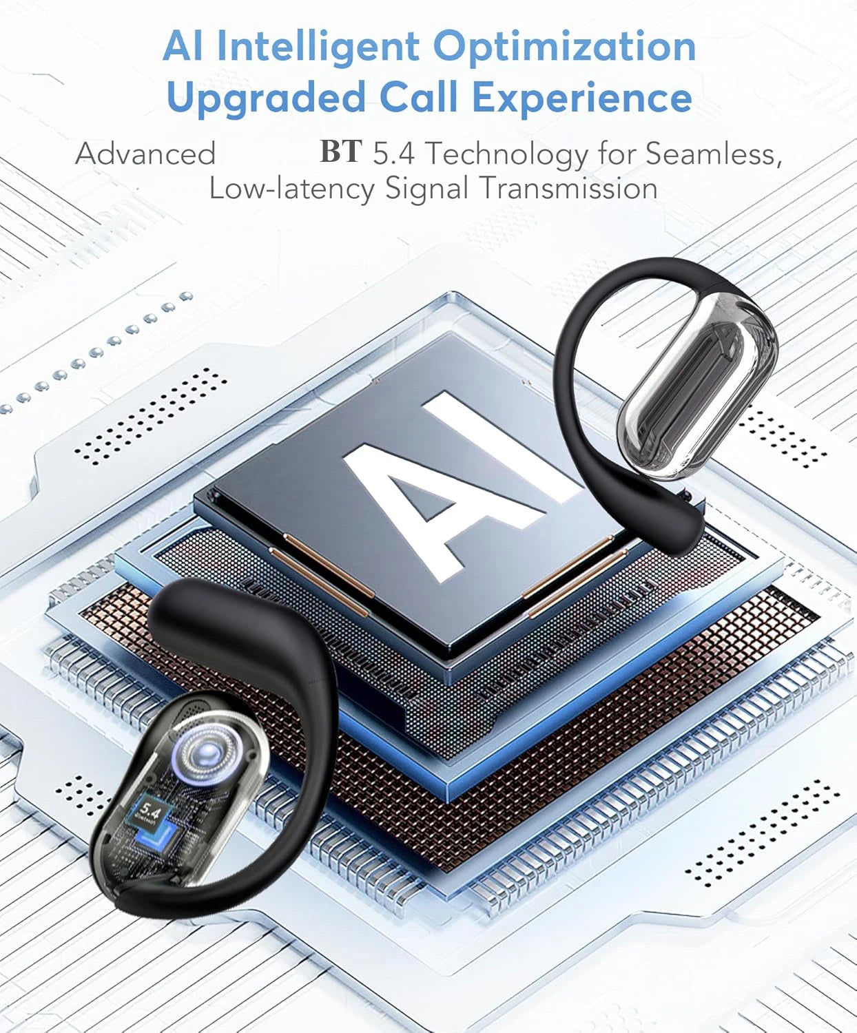 UYUXIO AI Language Translating Earbuds with 144 Languages Real Time Translator Earphone OWS Headphone Ear Buds for Business