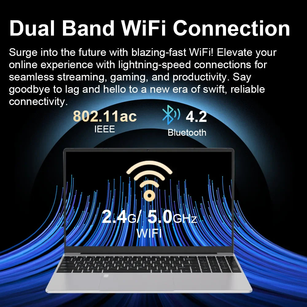 N5095 15.6" Laptop, Up to 32GB RAM 2TB Windows 10/11 Pro, Black backlit English Russian keyboard Portable Notebook