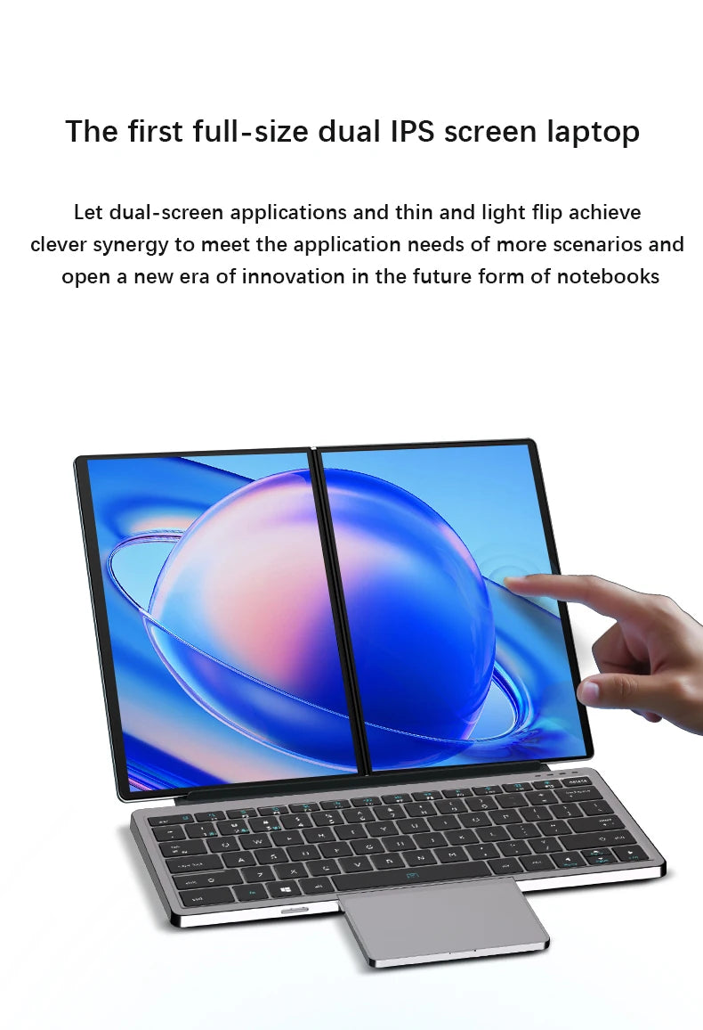 GLF-S2 10.9+10.95 Inch Dual Screen Laptop Intel i3 1215U N100 Touchscreen Notebook WIFI 6 180° flip Win11 Laptop Tablet Computer